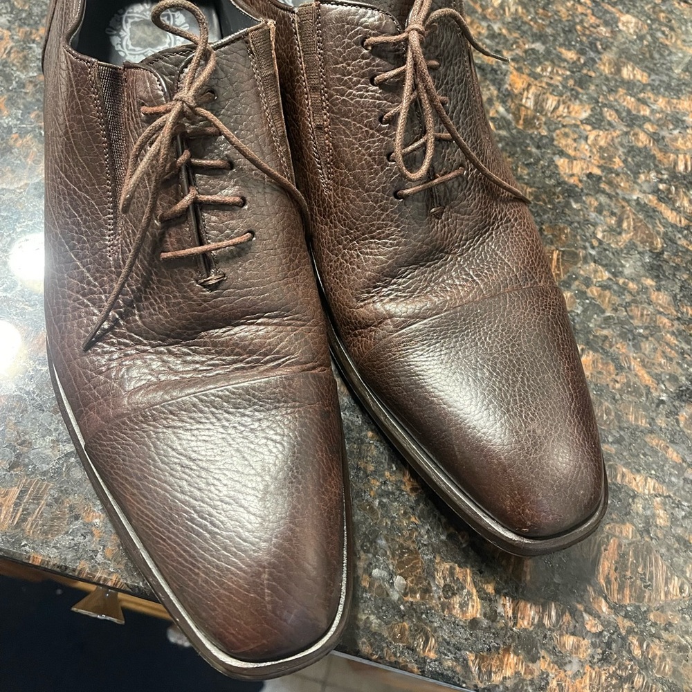 Massimo Dutti Brown Pebble Leather Dress Shoes - Sz 11.5 - Picture 15 of 15